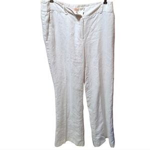 Margaret M Lined Wide Leg White Linen Pants Size 8